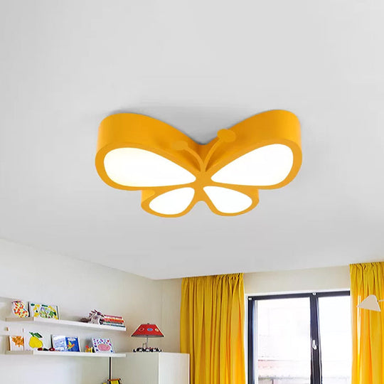 Kids' LED Butterfly Ceiling Lamp with Acrylic Shade - Red/Yellow/Blue Flushmount Light