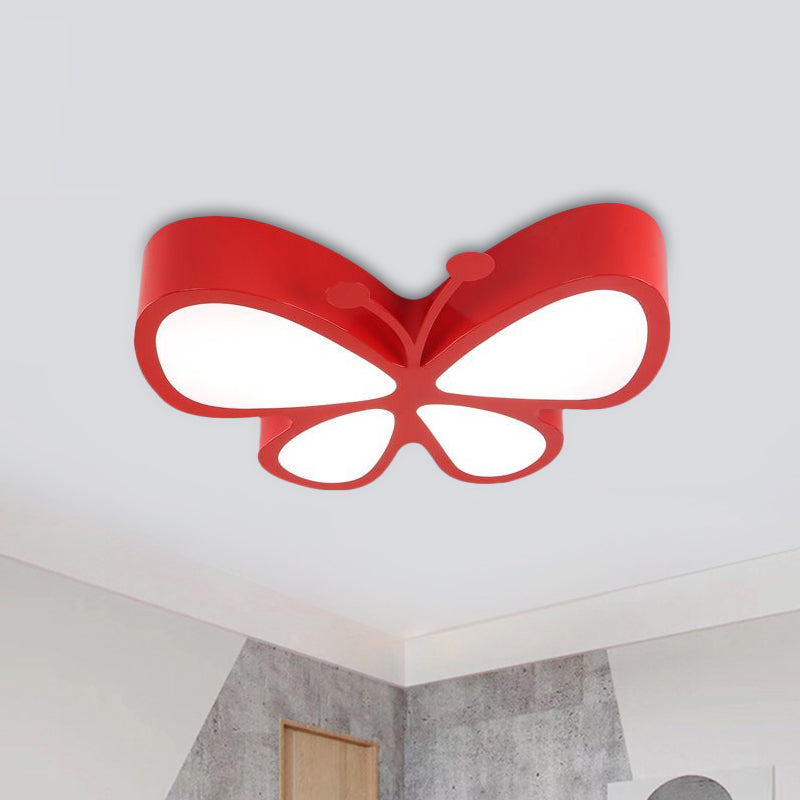 Kids' LED Butterfly Ceiling Lamp with Acrylic Shade - Red/Yellow/Blue Flushmount Light