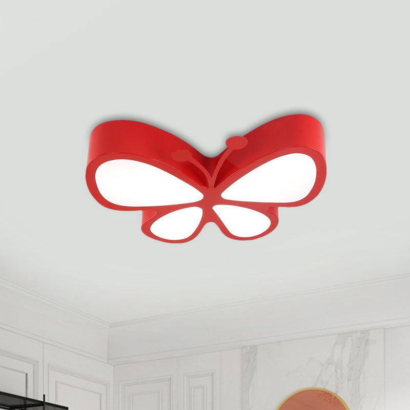 Kids' LED Butterfly Ceiling Lamp with Acrylic Shade - Red/Yellow/Blue Flushmount Light