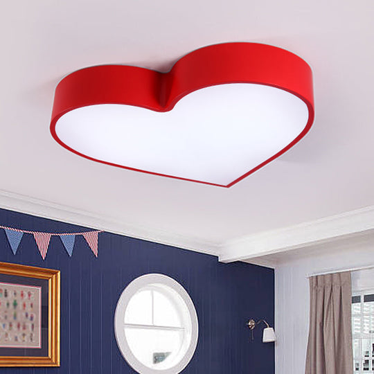 Colorful LED Heart Flush Mount Ceiling Light for Parlor with Minimalistic Acrylic Design