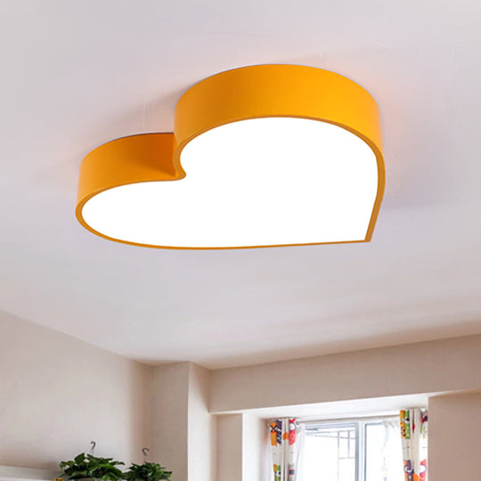 Colorful LED Heart Flush Mount Ceiling Light for Parlor with Minimalistic Acrylic Design