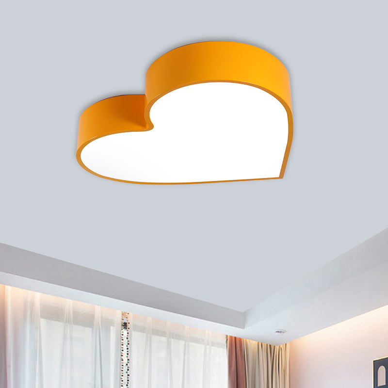 Colorful LED Heart Flush Mount Ceiling Light for Parlor with Minimalistic Acrylic Design