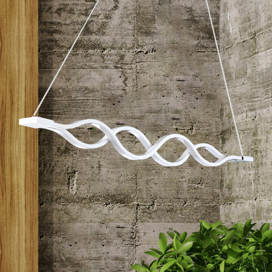 Minimal 2/4-Light Acrylic Led Island Light Fixture - White Waves Design In Warm/White / 2