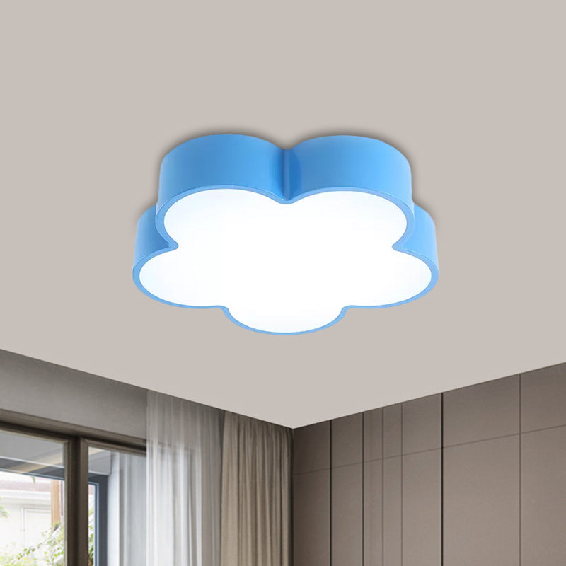 Childrens Acrylic Led Flush Mount Lamp - Fun Flower Design For Kindergarten Ceiling Light In