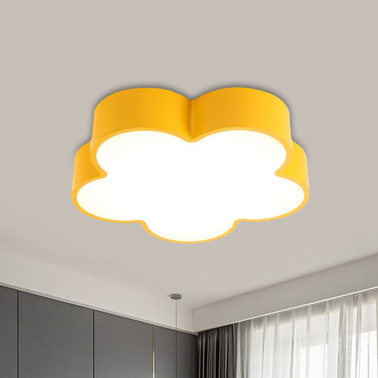 Children's Acrylic LED Flush Mount Lamp - Fun Flower Design for Kindergarten Ceiling Light in Red/Yellow/Blue