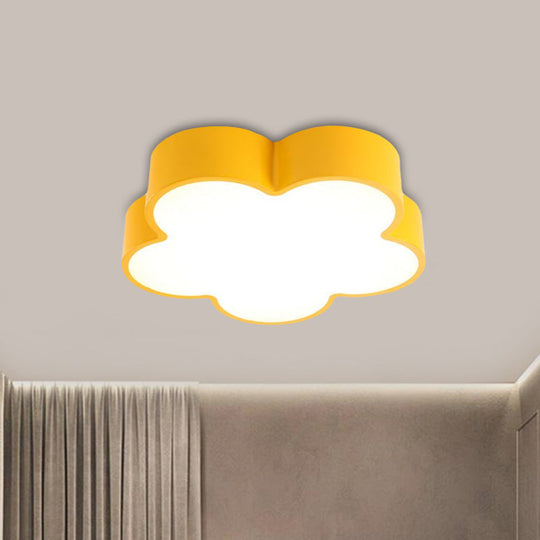 Childrens Acrylic Led Flush Mount Lamp - Fun Flower Design For Kindergarten Ceiling Light In