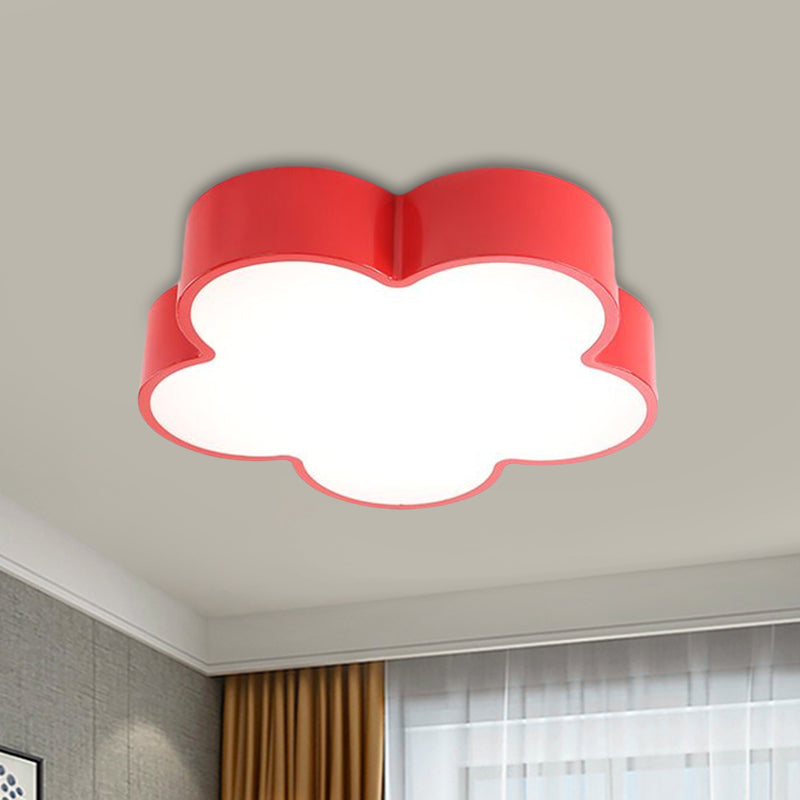 Children's Acrylic LED Flush Mount Lamp - Fun Flower Design for Kindergarten Ceiling Light in Red/Yellow/Blue