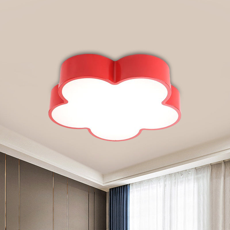 Children's Acrylic LED Flush Mount Lamp - Fun Flower Design for Kindergarten Ceiling Light in Red/Yellow/Blue