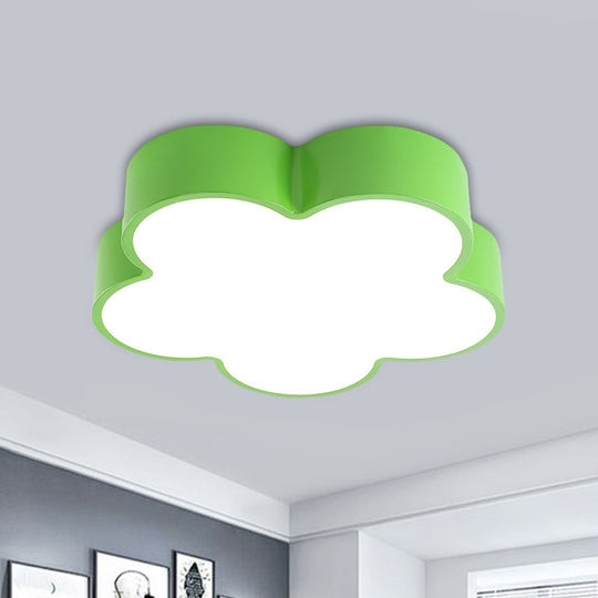 Childrens Acrylic Led Flush Mount Lamp - Fun Flower Design For Kindergarten Ceiling Light In