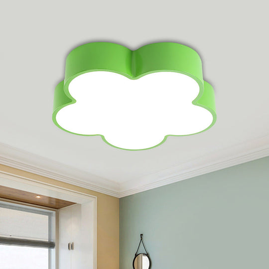 Childrens Acrylic Led Flush Mount Lamp - Fun Flower Design For Kindergarten Ceiling Light In