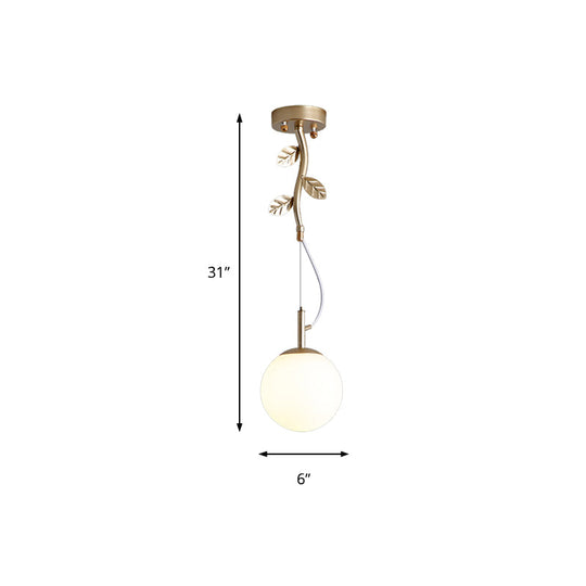 Contemporary Gold Plant-Shaped Pendant Light With Opal Glass And Frosted - Ideal For Hotels