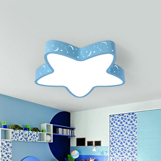 Starfish LED Flush-Mount Light Fixture with Hollow-Out Design for Kids Room - Pink/Light Blue