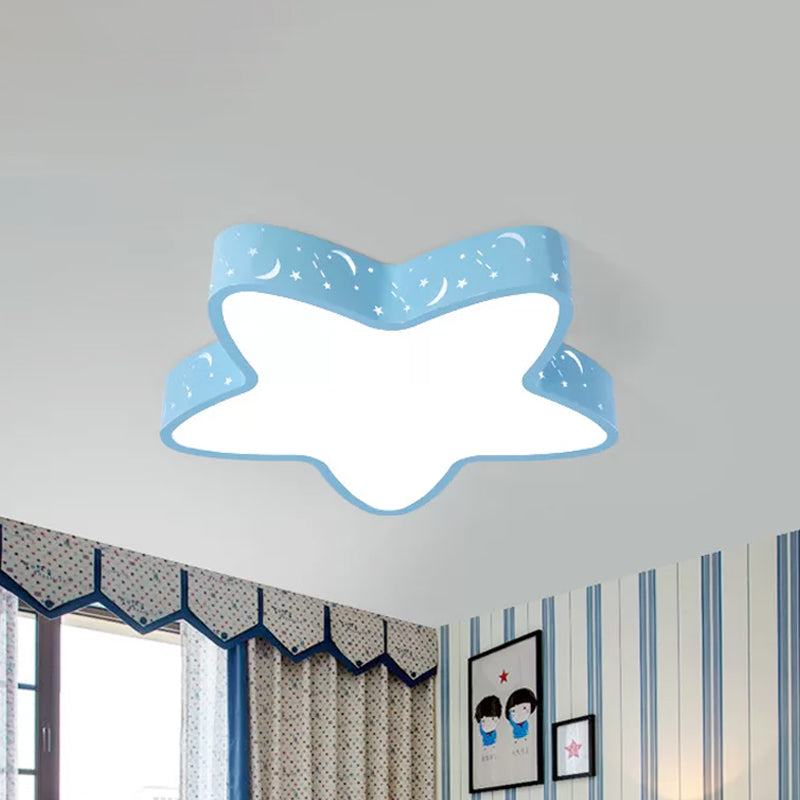 Starfish LED Flush-Mount Light Fixture with Hollow-Out Design for Kids Room - Pink/Light Blue