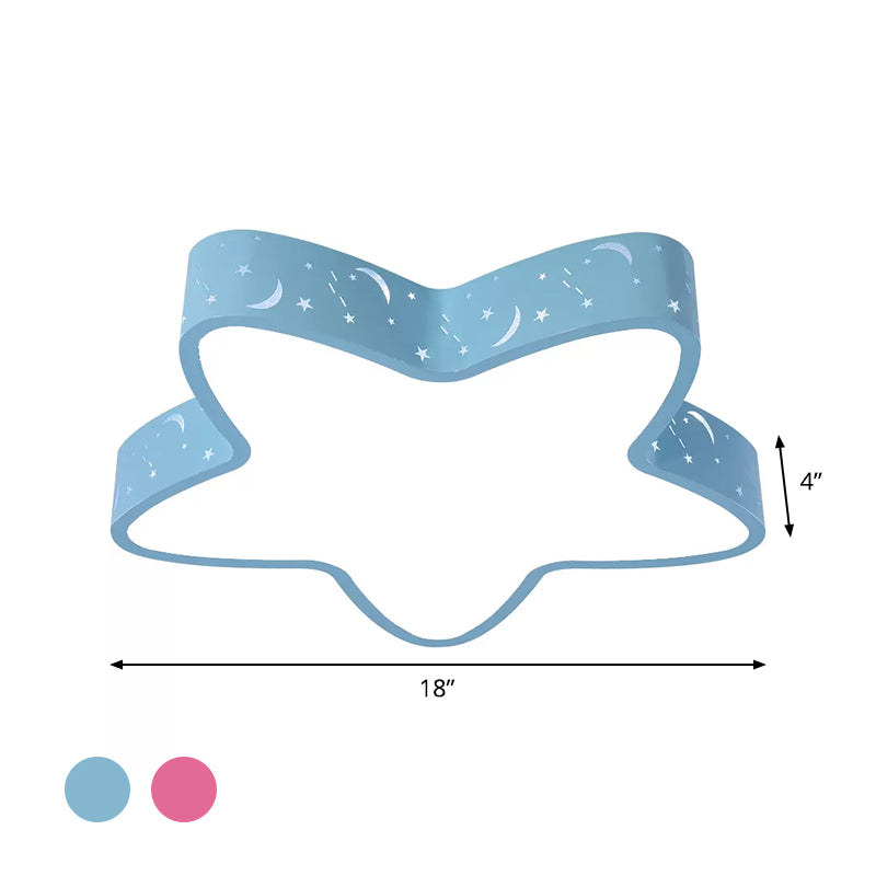 Starfish LED Flush-Mount Light Fixture with Hollow-Out Design for Kids Room - Pink/Light Blue