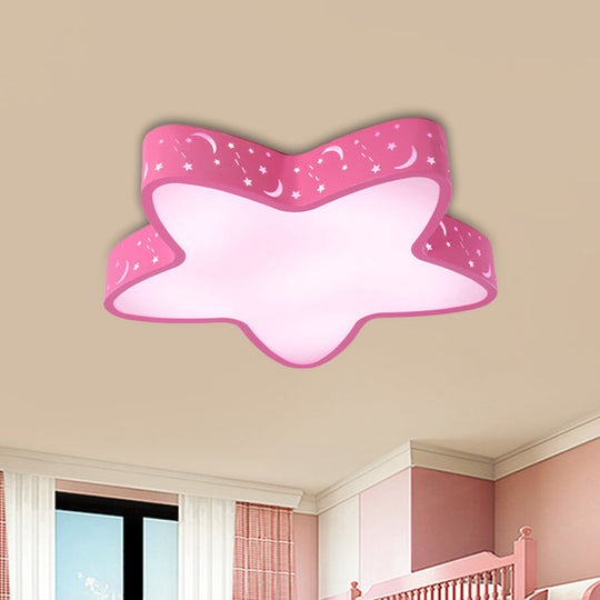 Starfish LED Flush-Mount Light Fixture with Hollow-Out Design for Kids Room - Pink/Light Blue