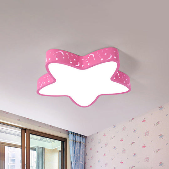 Starfish LED Flush-Mount Light Fixture with Hollow-Out Design for Kids Room - Pink/Light Blue