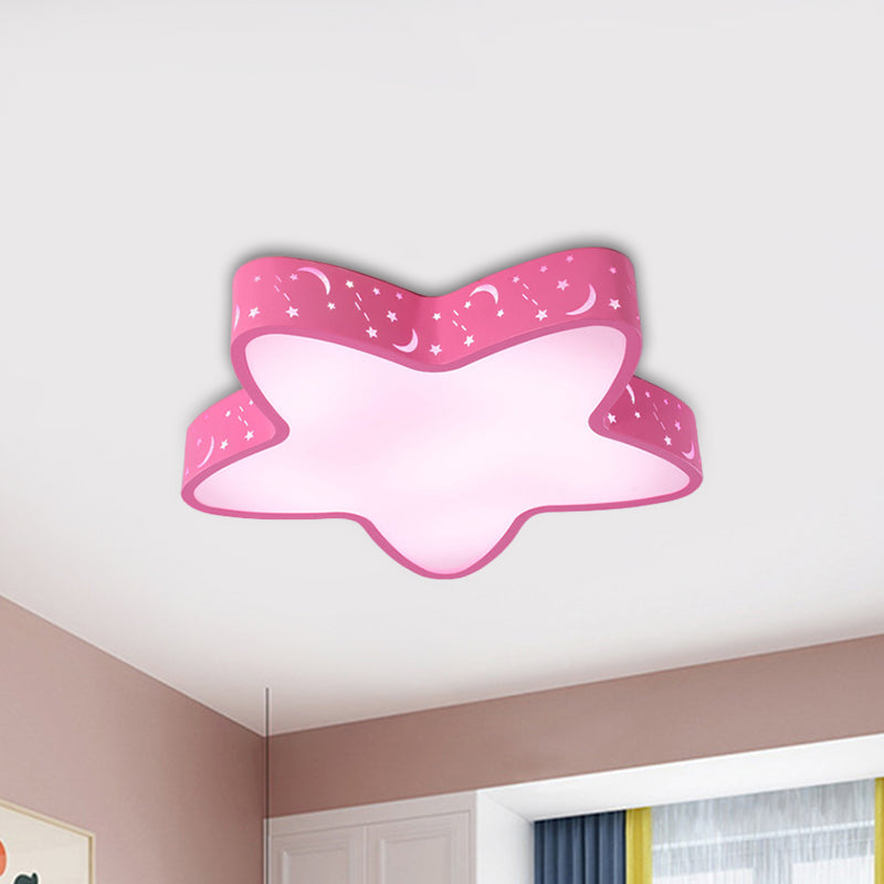 Starfish LED Flush-Mount Light Fixture with Hollow-Out Design for Kids Room - Pink/Light Blue