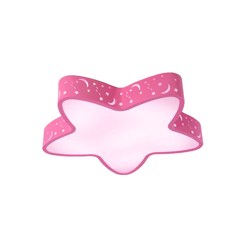 Starfish LED Flush-Mount Light Fixture with Hollow-Out Design for Kids Room - Pink/Light Blue