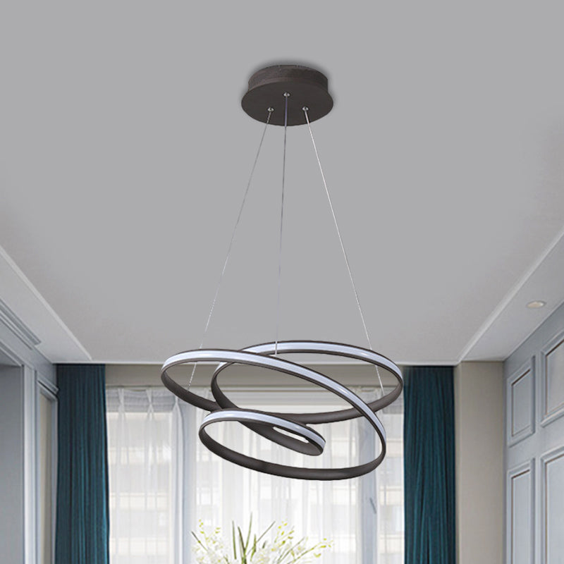 LED Pendant Chandelier: Sleek Acrylic Kitchen Ceiling Lamp in Black, with Adjustable Light Color