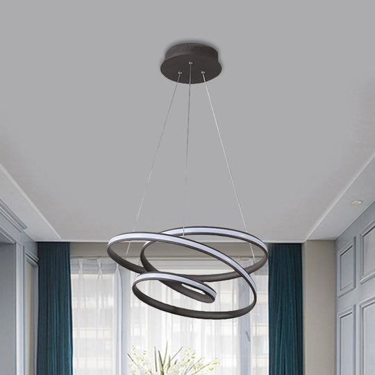 LED Pendant Chandelier: Sleek Acrylic Kitchen Ceiling Lamp in Black, with Adjustable Light Color