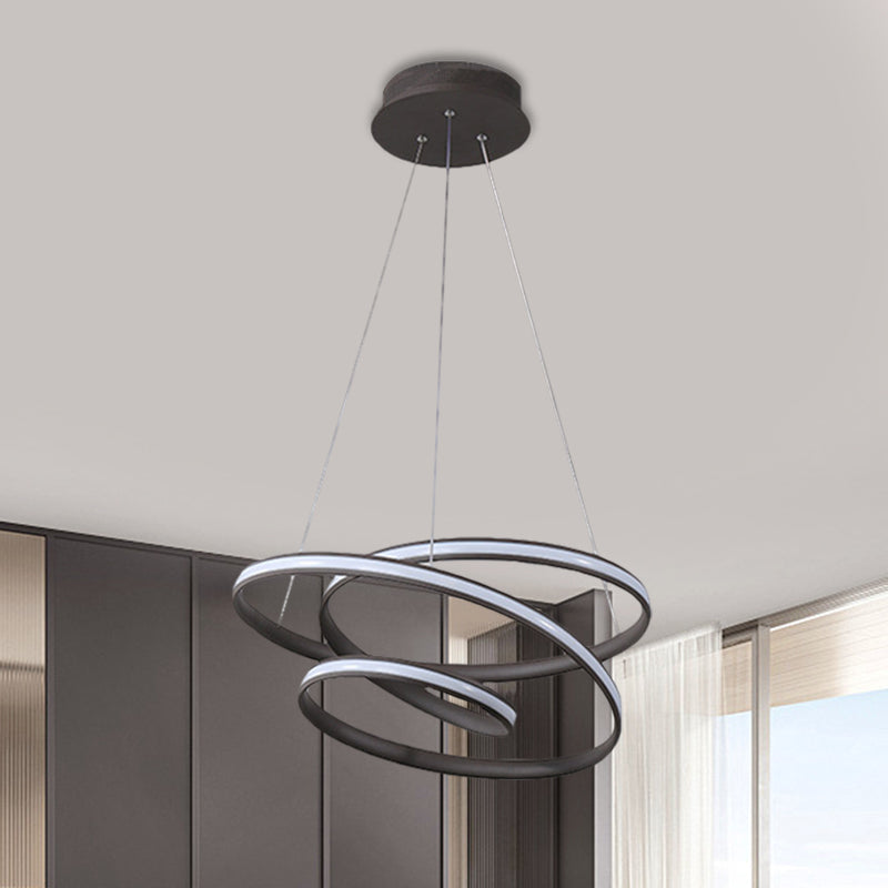 LED Pendant Chandelier: Sleek Acrylic Kitchen Ceiling Lamp in Black, with Adjustable Light Color