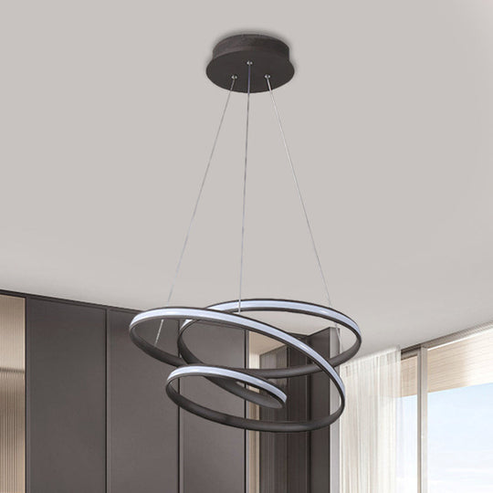 Led Pendant Chandelier - Minimalist Acrylic Kitchen Ceiling Lamp In Black With 3 Light Options