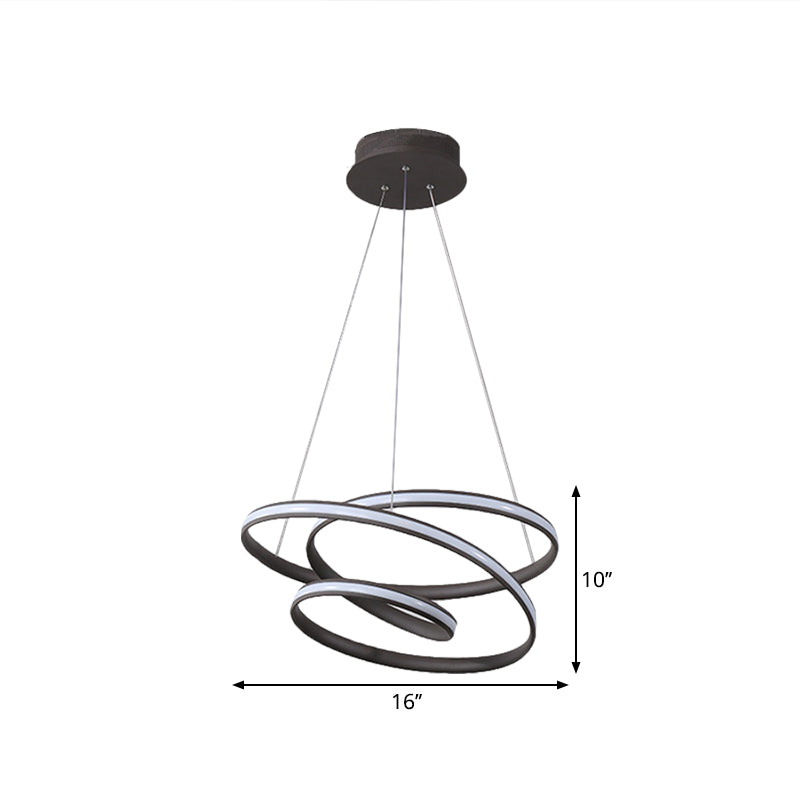 Led Pendant Chandelier - Minimalist Acrylic Kitchen Ceiling Lamp In Black With 3 Light Options