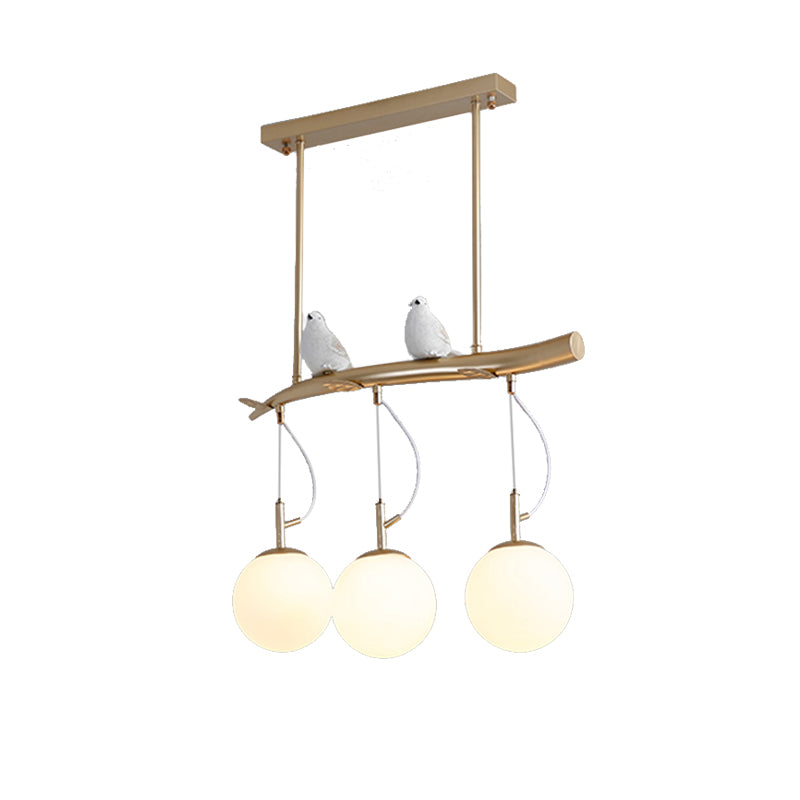 Contemporary Gold Plant-Shaped Pendant Light With Opal Glass And Frosted - Ideal For Hotels