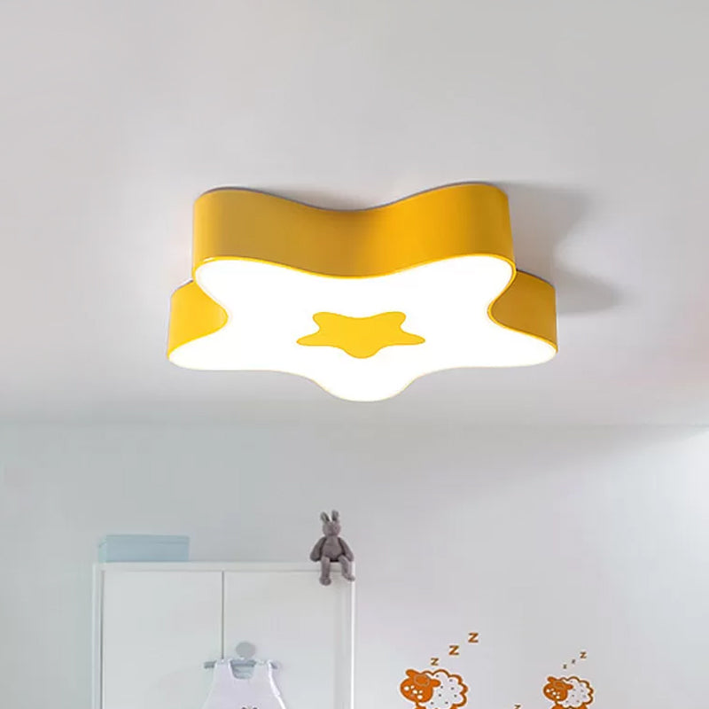 LED Kids Flush Mount Lighting - Star Kindergarten Acrylic Flush Light in Red/Yellow/Blue