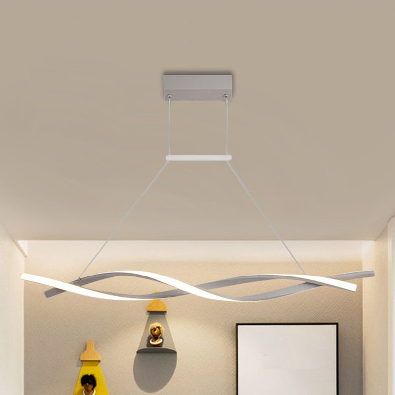 Minimalist Linear Led Pendant Light For Restaurants With Acrylic Shade - Black/Grey Warm/White