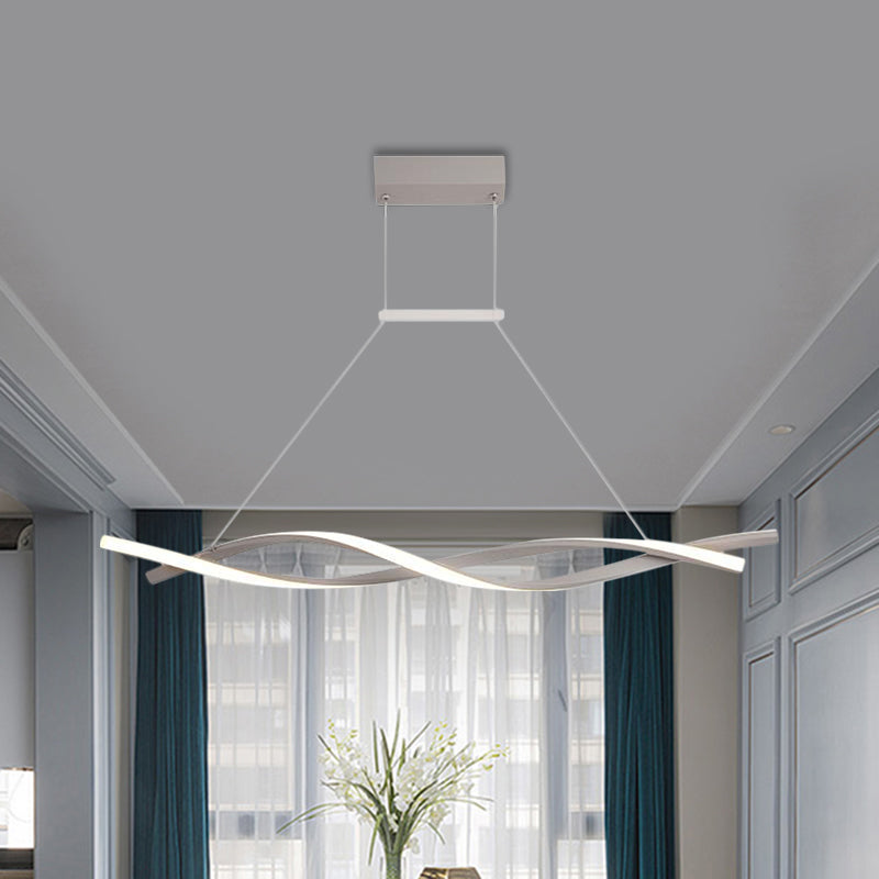 Minimalist Linear Led Pendant Light For Restaurants With Acrylic Shade - Black/Grey Warm/White