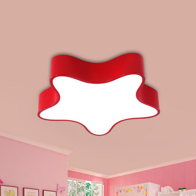 Led Acrylic Starfish Light Fixture For Kids Room - Colorful Flush Mount Recessed Lighting Red