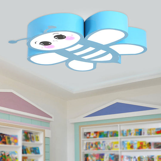 Blue Cartoon Bee LED Ceiling Light Fixture for Children's Room