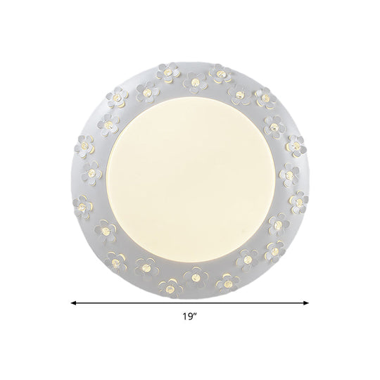 White Blossom Acrylic LED Flush Mount Light for Nursing Room