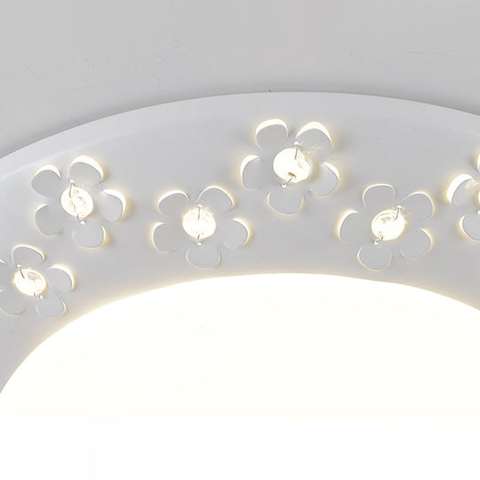 White Blossom Acrylic Led Flush Mount Light For Nursing Room