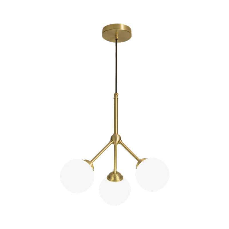 Gold Orb Shade Pendant Lamp: Modern Milk Glass Restaurant Light