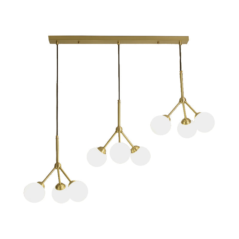 Gold Orb Shade Pendant Lamp: Modern Milk Glass Restaurant Light