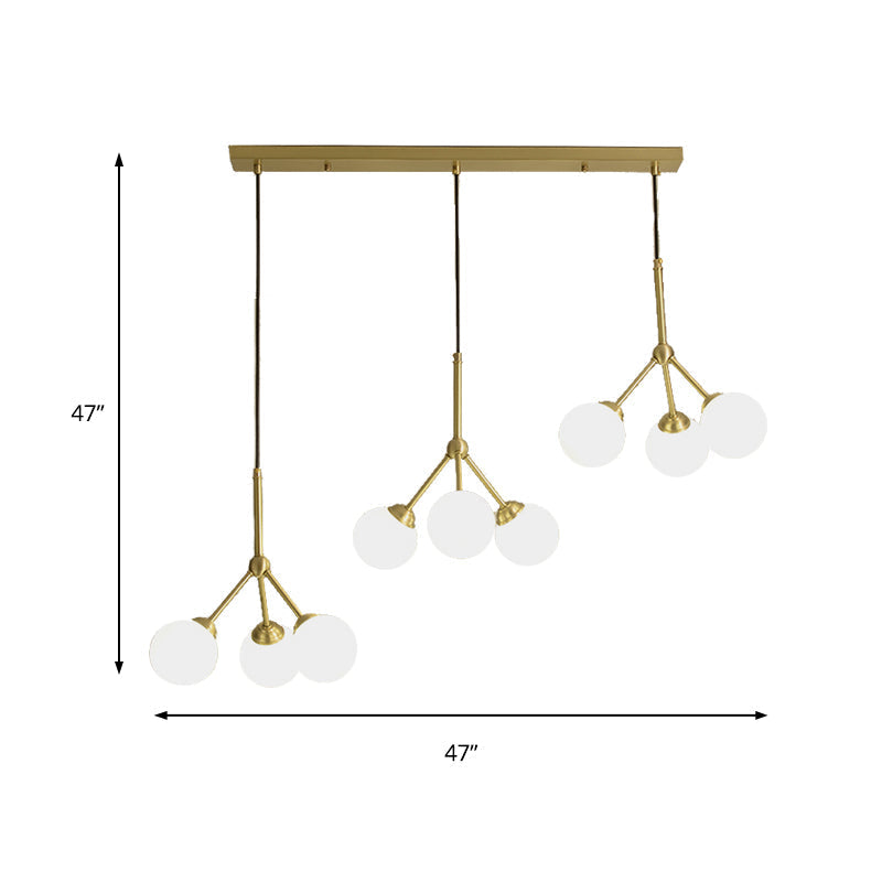 Gold Orb Shade Pendant Lamp: Modern Milk Glass Restaurant Light