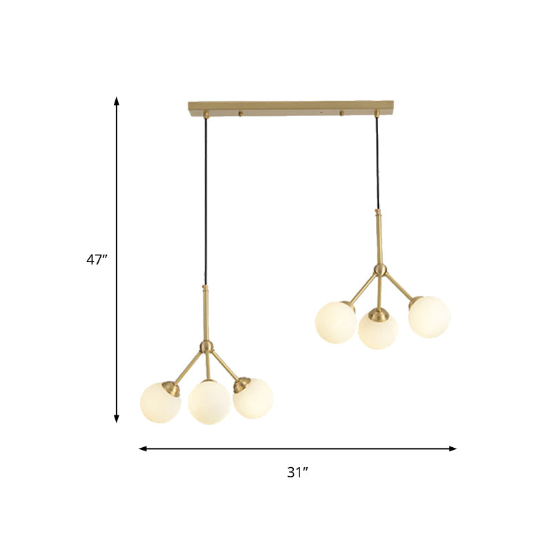 Gold Orb Shade Pendant Lamp: Modern Milk Glass Restaurant Light