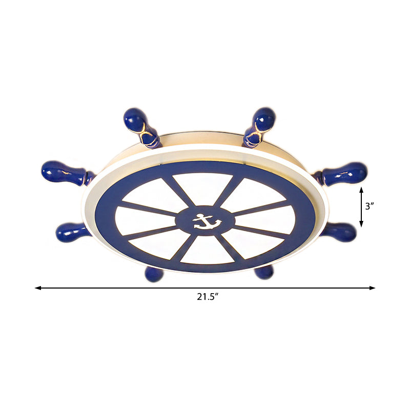 Plafonnier LED encastré de style nautique : design gouvernail en bleu pour salle à manger