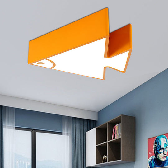 Kids' Cartoon Triangle Fish Ceiling Lamp - LED Flush Mount Light for Child's Bedroom or Living Room