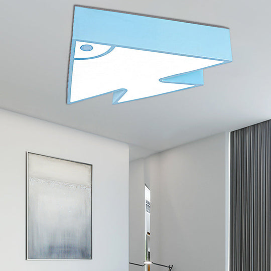 Kids' Cartoon Triangle Fish Ceiling Lamp - LED Flush Mount Light for Child's Bedroom or Living Room