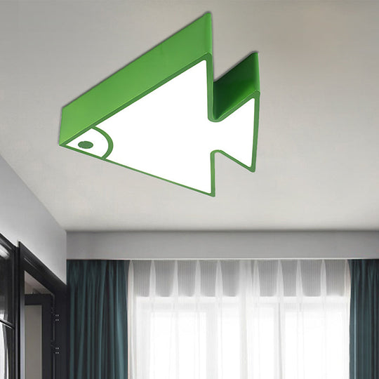 Kids' Cartoon Triangle Fish Ceiling Lamp - LED Flush Mount Light for Child's Bedroom or Living Room