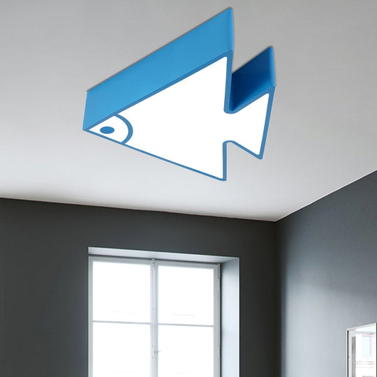 Kids' Cartoon Triangle Fish Ceiling Lamp - LED Flush Mount Light for Child's Bedroom or Living Room