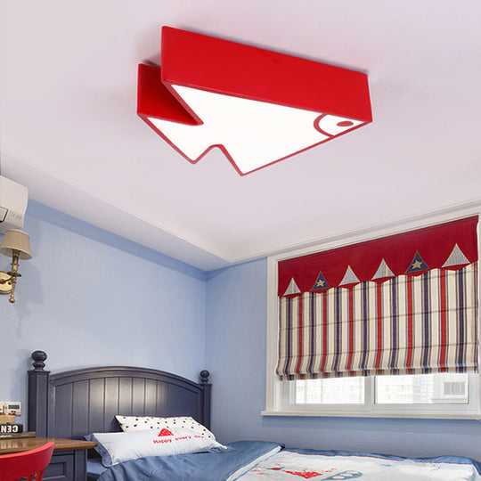 Kids Cartoon Triangle Fish Ceiling Lamp - Led Flush Mount Light For Childs Bedroom Or Living Room