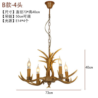 Rustic Brown Resin Chandelier With Deer Antler - 4/6/8 Heads Candle Pendant Light For Dining Room