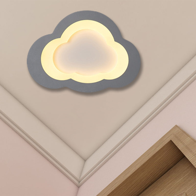 Modern Acrylic Led Flush Mount Cloud Ceiling Light For Play Room Grey / 10 Warm