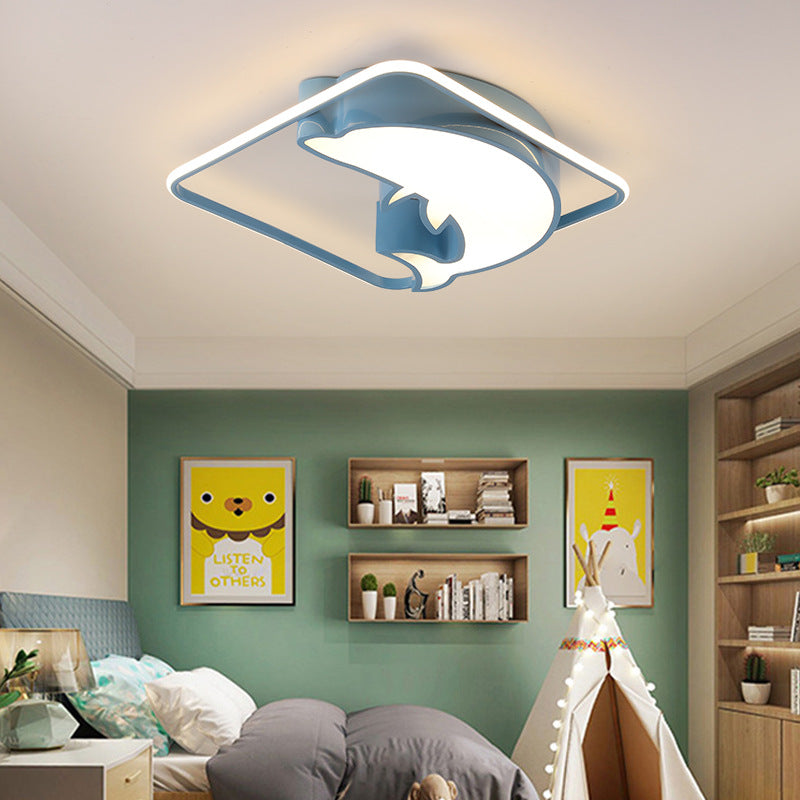 Dolphin LED Ceiling Mount Light: Animal Acrylic Lamp for Kids Bedroom