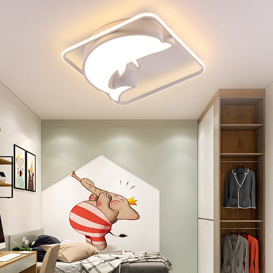 Dolphin LED Ceiling Mount Light: Animal Acrylic Lamp for Kids Bedroom