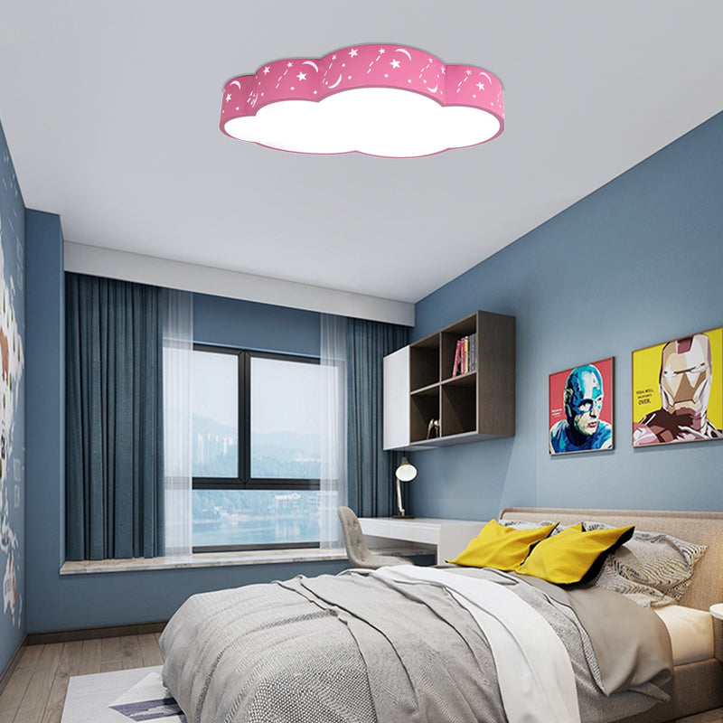 Hollow Cloud Cartoon Led Ceiling Lamp For Kids Bedroom With Metal Acrylic Mount Light